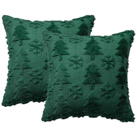 Housses de coussin décoratives vertes en forme de sapin de Noël, douces et moelleuses