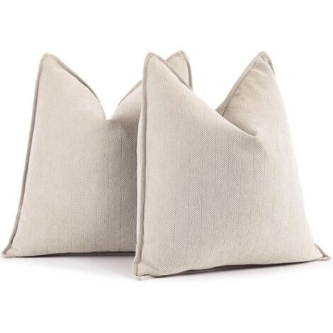 Housses de coussin en chenille beige – Lot de 2, design élégant pour canapé, housse décorative douce et résistante