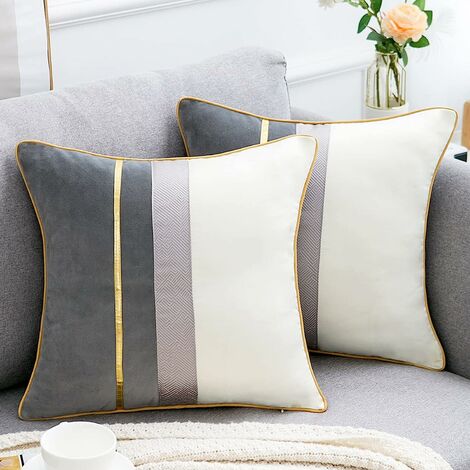 Neusky Lot de 2 housses de coussin 45 x 45 cm gris clair, 45 x 45 cm .