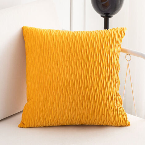Housses de coussin en velours 50x50 cm, lot de 2, jaune uni, décoratives pour salon, chambre, canapé.