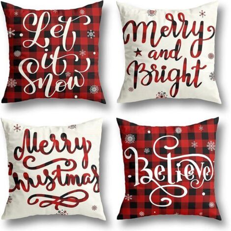 Housses de coussin KZQ - 45 cm - Noir et Rouge - Lot de 4 - Design élégant