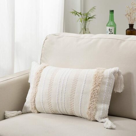 Housses de coussin modernes - Simples et géométriques - Tricotées - Décoratives - Beige - Pour canapé et salon