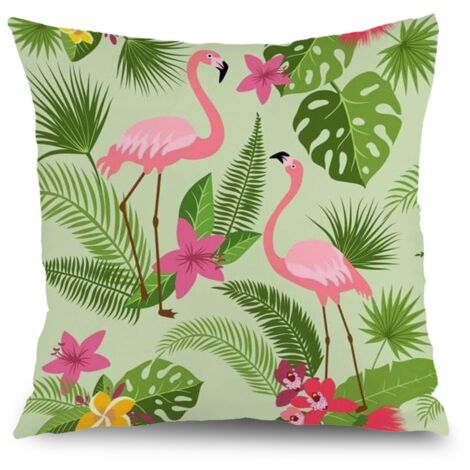 Housses de coussin plantes fleurs, décoration jardin terrasse,50×50cm