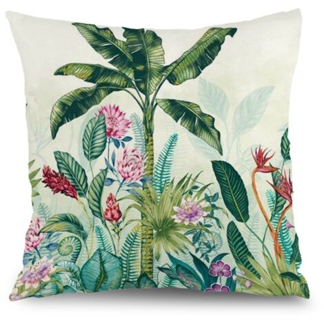 Housses de coussin plantes fleurs, décoration terrasse jardin,40×40cm