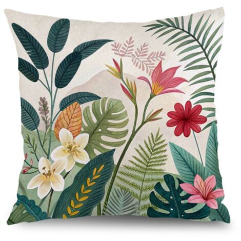 Housses de coussin printemps fleurs, taie d’oreiller pouces pour salon jardin extérieur,50×50cm