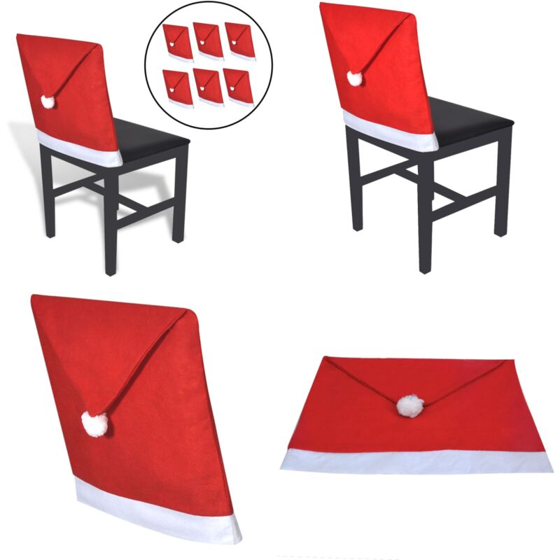 Vidaxl - Housses de dossier de chaise 6 pcs Bonnet de Père Noël - housse de dossier de chaise - housses de dossier de chaise - Home & Living - Rouge