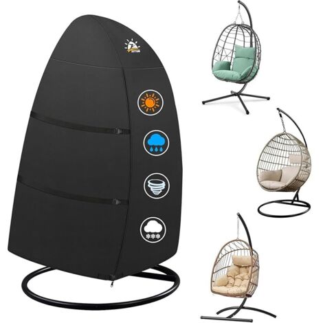 Housses de oeuf suspendu 114 x 83 x 172 cm, Couverture de Fauteuil Suspendu imperméable et robuste pour balancelle de terrasse à suspendre avec revêtement PU Housses pour mobilier de jardin