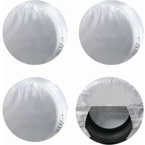 Housses de pneus pour roue de camping-car (lot de 4 argent), protections solaires UV imperméables Oxford pour camion, camping-car, bateau, remorque, camping-car, SUV, pour diamètre 30"-32"  a