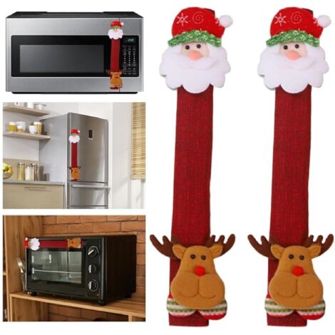 Housses de Poignée de Réfrigérateur de Noël,Protecteur Appareil de Cuisine Décoration,Décor de Couverture de Poignée Appareil de Cuisine 2PC pour Réfrigérateur Four Ondes Lave-Vaisselle