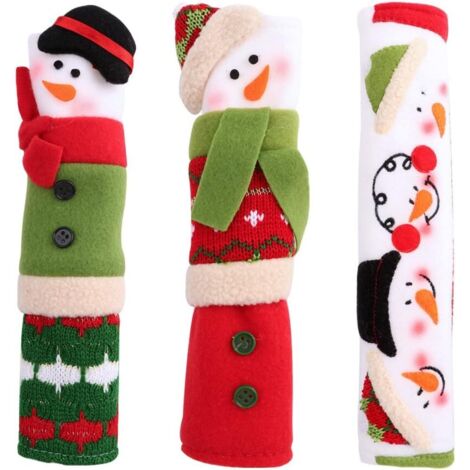 Housses de poignées de réfrigérateur de Noël - Housses de poignées d'appareils de cuisine - Idéales pour les décorations de Noël - Lot de 3