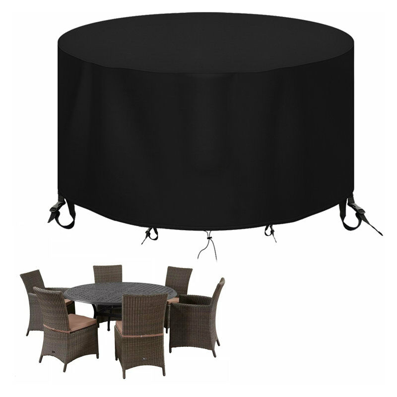 Modern Manor - Housses de protection de table anti-UV coupe-vent pour meubles en rotin 600D pour extérieur 190x80CM