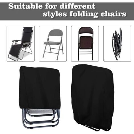 Housses de protection pour chaises longues pliantes – 2 pièces, imperméables, anti-UV et coupe-vent, noir, avec sac de rangement