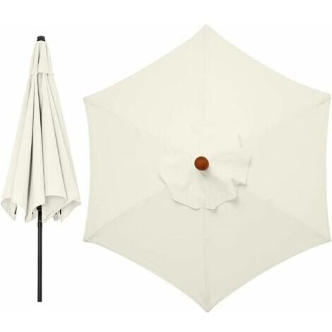 Housses de rechange pour parasol 3 mètres 6 bras Parasol de rechange pour auvent de jardin Housse de rechange pour parasol, auvent uniquement (blanc crème)