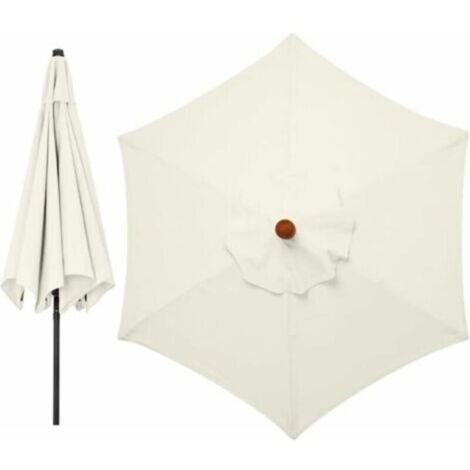 Housses de rechange pour parasol 3 mètres 6 bras Parasol de rechange pour auvent de jardin Housse de rechange pour parasol, auvent uniquement (blanc crème)