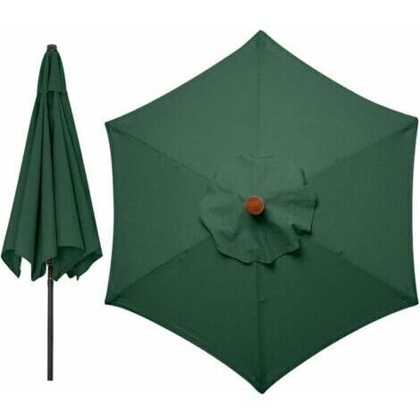 Housses de rechange pour parasol 3 mètres 6 bras Parasol de rechange pour auvent de jardin Housse de rechange pour parasol, auvent uniquement (vert)