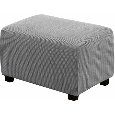 Housses de repose-pieds rectangulaires gris clair Housses de canapé Housses de repose-pieds Housses de rangement en tissu extensible Housses de poufs, housse lavable en machine à haute teneur en élast