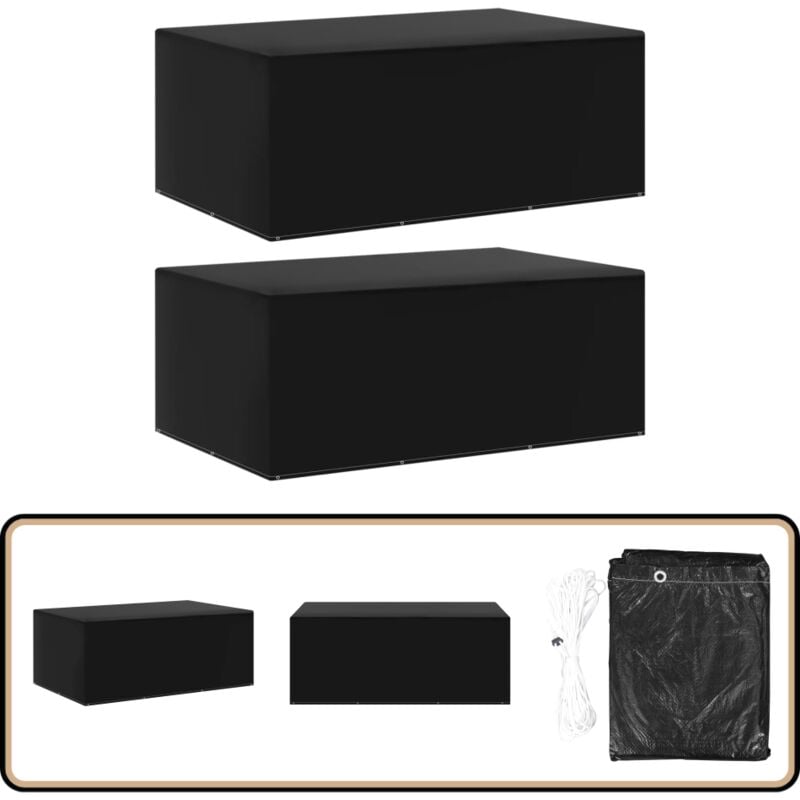 Housses de salon de jardin 2 pcs 7 œillets 225x143x90 cm - Housse De Jardin - Housse De Meubles Extérieur - Protection Meubles Rotin - Housses