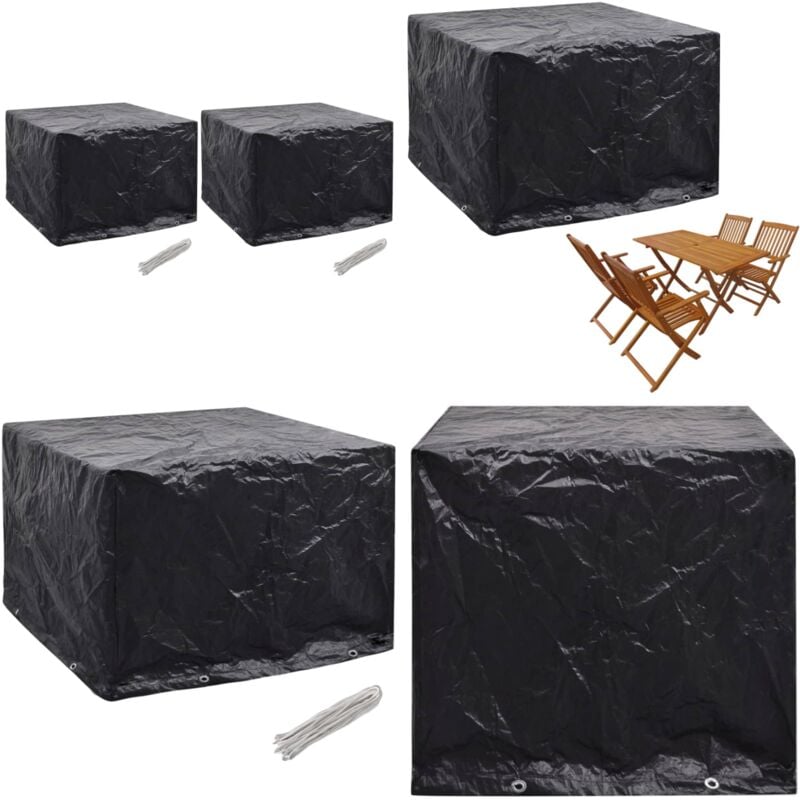 Housses de salon de jardin 2 pcs 8 œillets 122x112x98 cm - Housse De Jardin - Housse De Meuble Extérieur - Housse Parasol - Protection Mobilier