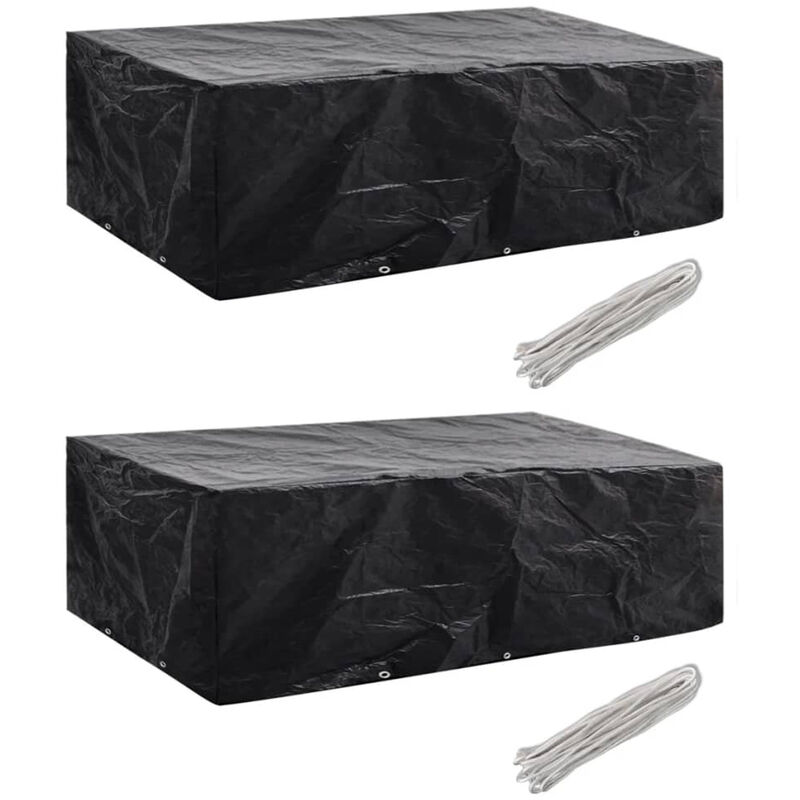 Housses de salon de jardin 2 pcs Rotin 10 ?illets 300x140 cm