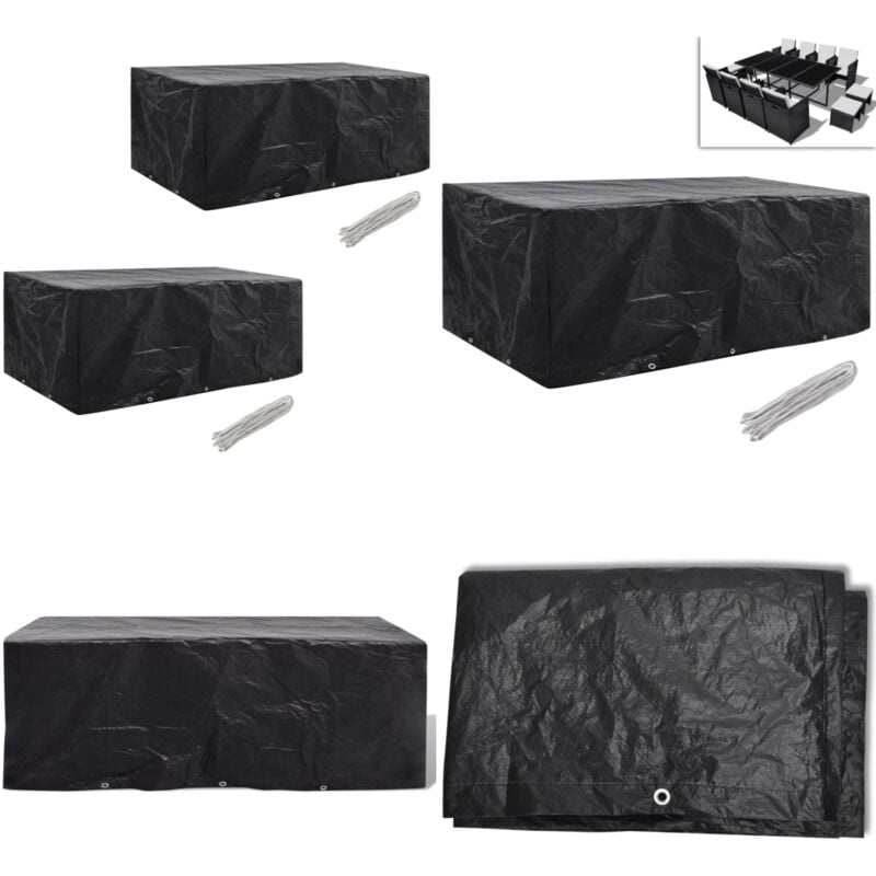 Housses de salon de jardin 2 pcs Rotin 10 œillets 229 x 113 cm - Housse De Jardin - Housse De Meubles De Jardin - Housse Rotin - Protection Meubles