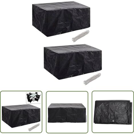 Housses de salon de jardin 2 pcs Rotin 10 œillets 240x140 cm