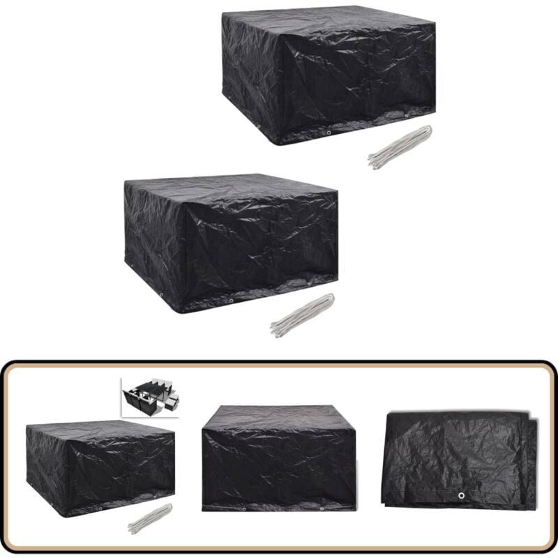 Housses de salon de jardin 2 pcs Rotin 8 œillets 172x113 cm - Housse De Jardin - Housse De Meubles Extérieur - Housse Rotin - Protection Meubles