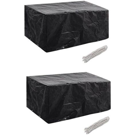Housses de salon de jardin 2 pcs Rotin 8 œillets 180x140 cm