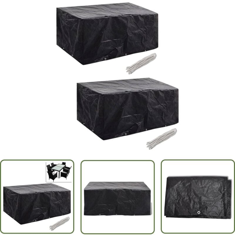 The Living Store Housses de salon de jardin 2 pcs Rotin 10 œillets 240 x 140 cm - Housse De Jardin - Housse De Meubles D'extérieur - Housse Rotin