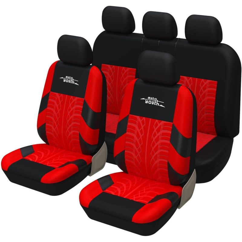 Housses de siège auto complètes, housse de siège baquet avant avec banquette divisée, housse de siège arrière pour voiture, protections de siège