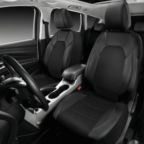 Housses de siège auto universelles en cuir et maille aérée 3D, adaptées aux berlines, camions et SUV, compatibles avec les airbags, dotées d'une fermeture éclair et d'ouvertures spéciales pour les app
