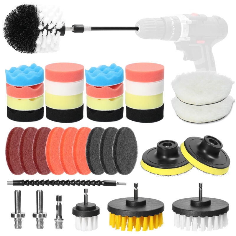 Kit de 38 tampons de polissage pour voiture, éponges de polissage pour polisseuse, ponceuse, cireuse, outil de polissage