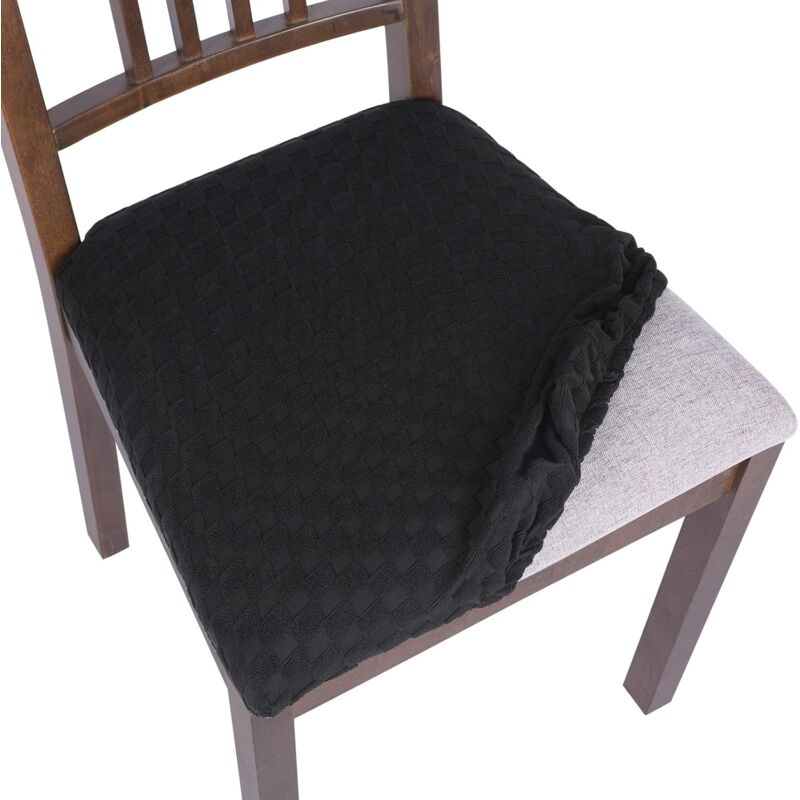ZVD - Housses de Siège de Chaise Jacquard 6PCS - Lavables et Amovibles - Attache au Fond - Salle à Manger, Cuisine, Bureau