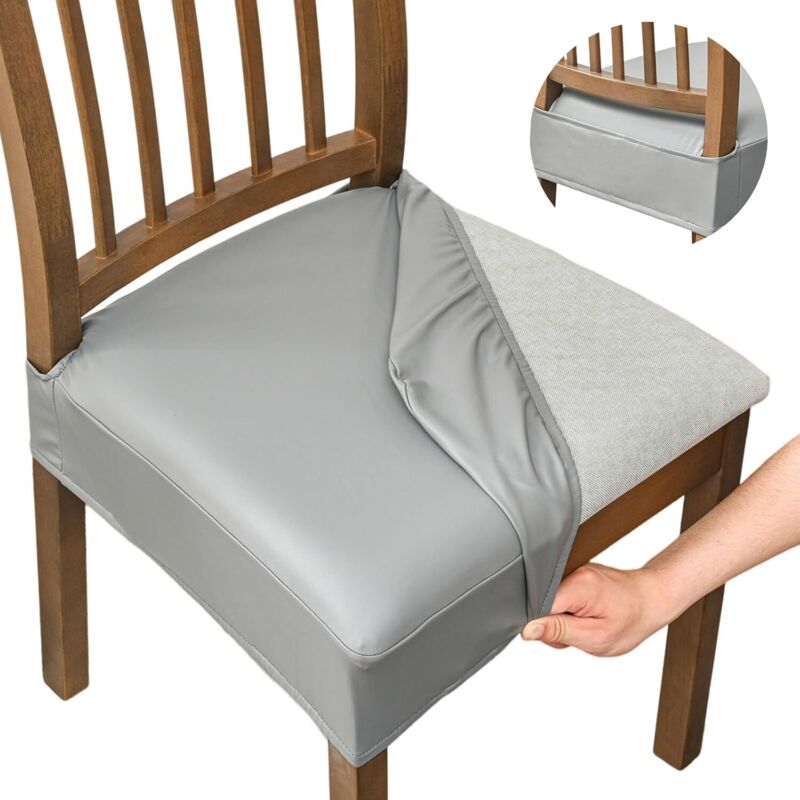 Housses de siège imperméables pour chaises de restaurant (ensemble de 2 pièces), ensemble de chaises en cuir PU, housses de chaise amovibles et