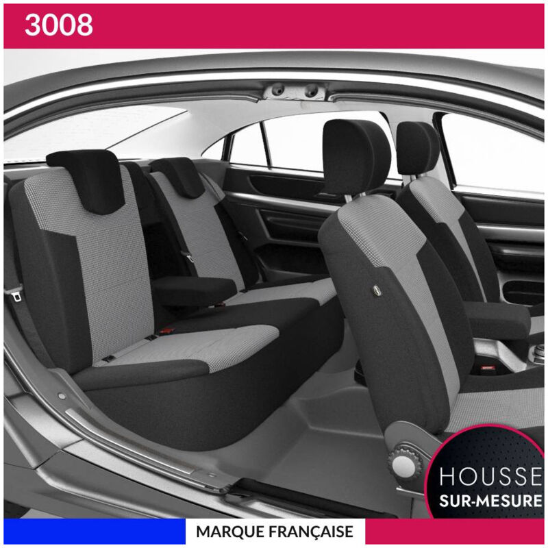 Housses de siège sur mesure pour 3008 (05/2009 à 09/2016) Housse Voiture / Auto d'intérieur Jeu complet en tissu