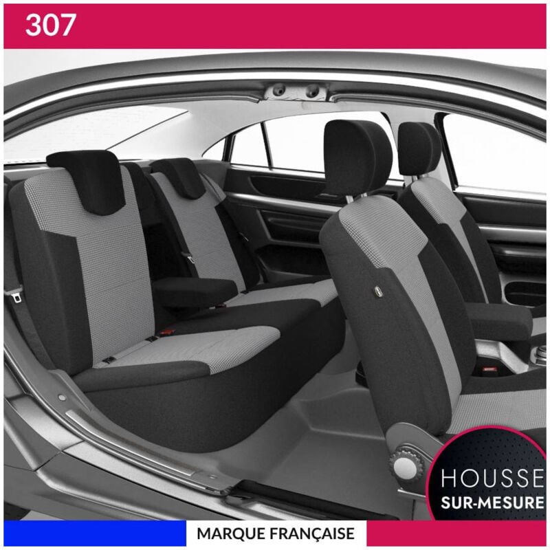Housses de siège sur mesure pour 307 (04/2001 à 09/2007) Housse Voiture / Auto d'intérieur Jeu complet en tissu