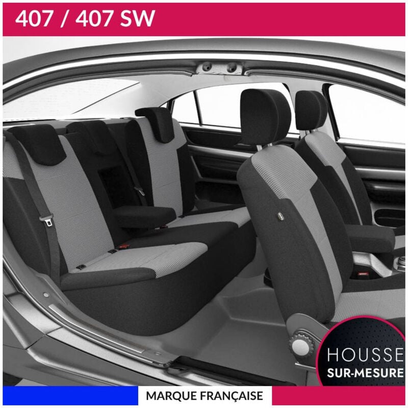 Housses de siège sur mesure pour 407 / 407 sw (04/2004 à 10/2012) Housse Voiture / Auto d'intérieur Jeu complet en tissu