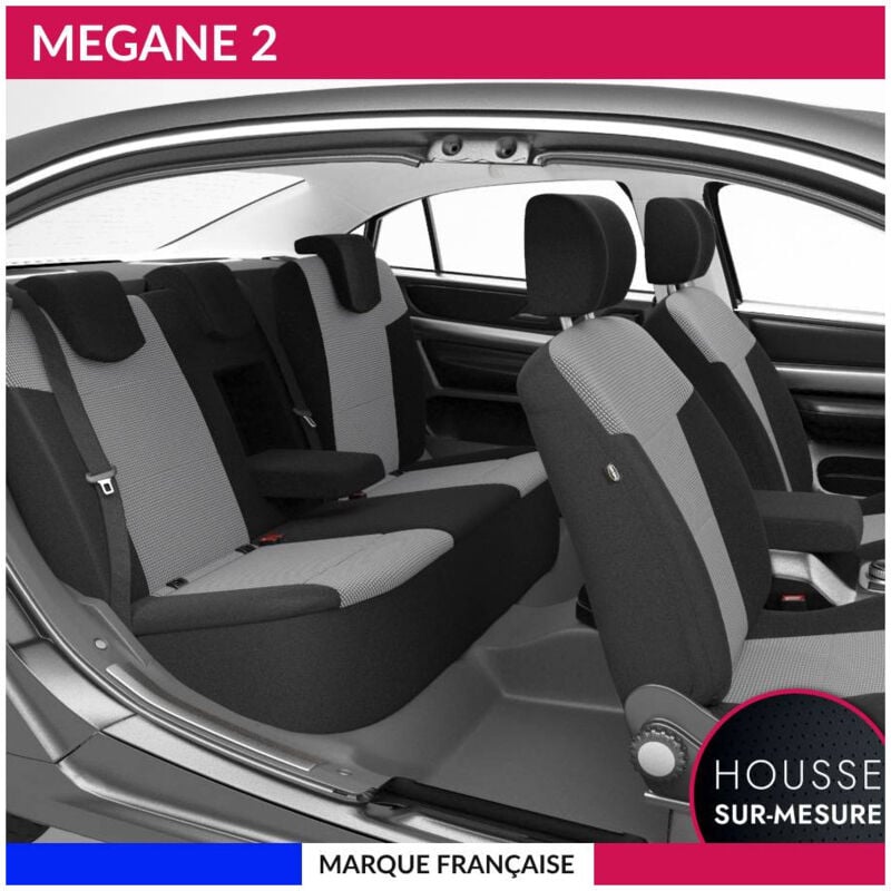 Housses de siège sur mesure pour megane 2 Berline et Estate (09/2002 à 10/2011) Housse Voiture / Auto Jeu complet