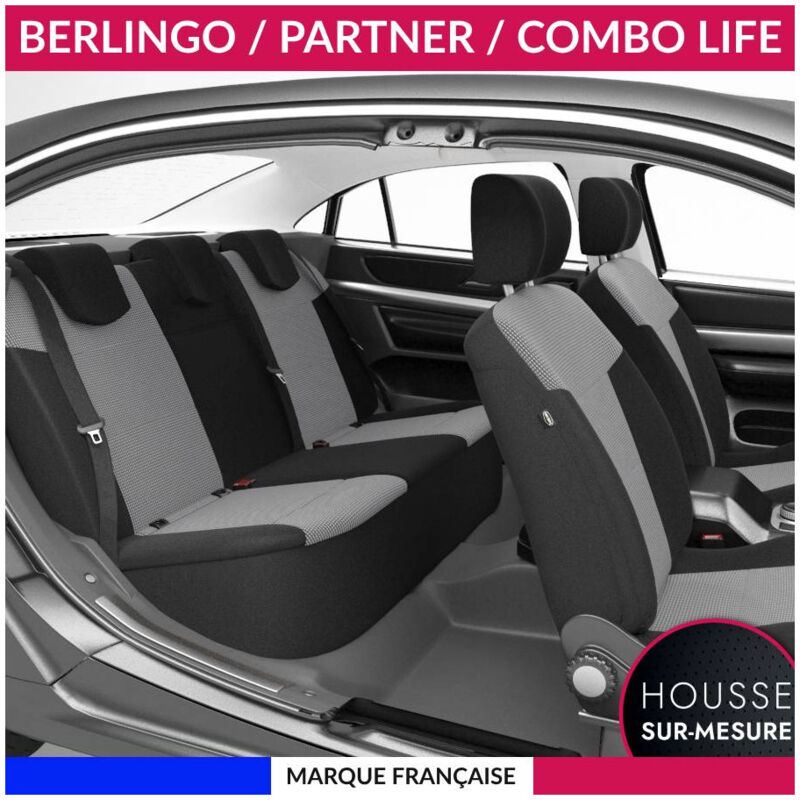 Housses de siège sur mesure pour partner / berlingo / combo life (dès 09/2018) 5 sièges séparés Housse Voiture / Auto