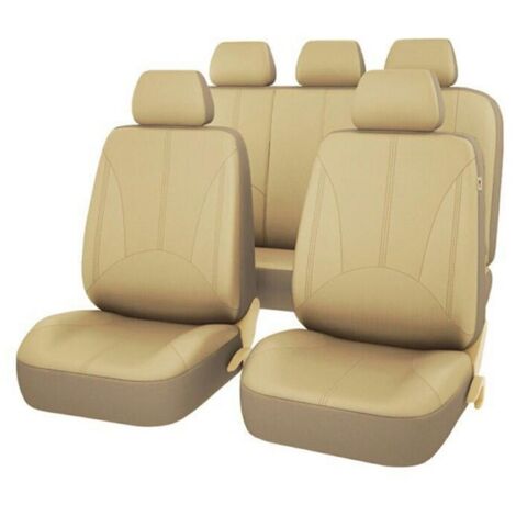 HOUSSES DE SIÈGES AUTO EN CUIR BEIGE, ENSEMBLE DE SIÈGES AG338F