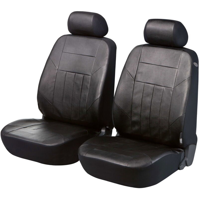 Housses de sièges en cuir artificiel Soft Nappa noir pour deux sièges avant