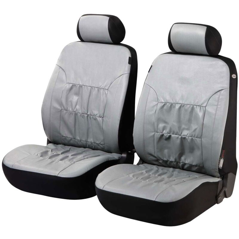 Housses de sièges Nappa Touch gris pour deux sièges avant en simili cuir