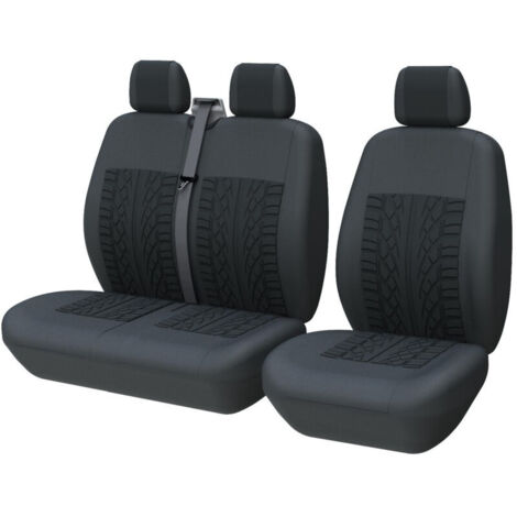 Housses de Sieges Universelles, Housse Couverture Couvre Sieges pour Camion Camionnette Van Bus pour conducteur et Passager 2 + 1, Housses de siège Avant Simple et Double, Noir