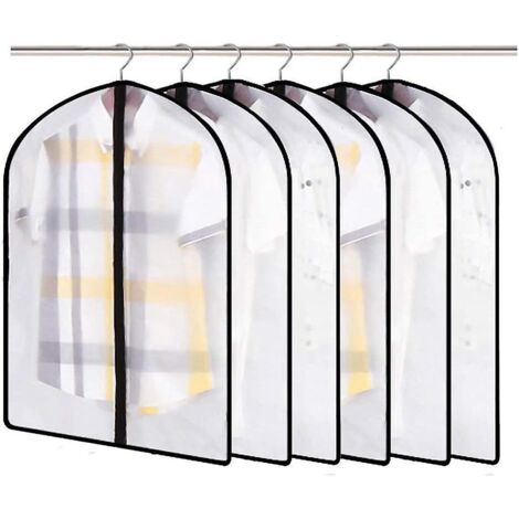 Housses de suspension respirantes et antimites pour vêtements - Lot de 6 (24 cm x 102 cm) pour robes maxi, costumes de danse et manteaux (noir)