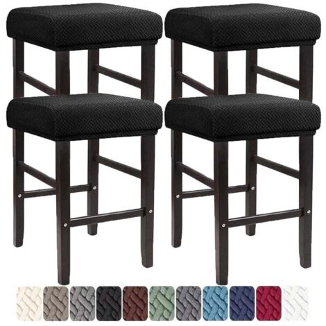 Housses de tabouret de bar rectangulaires, lot de 4, housses extensibles lavables, noires, pour tabouret de bar ou chaise de comptoir.