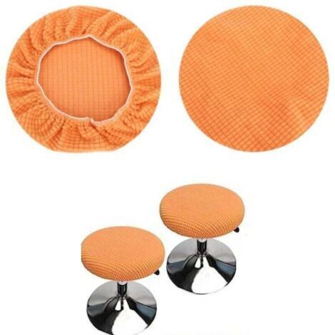 Housses de tabourets ronds (lot de 2 pièces orange), adaptées aux tabourets 28-40cm, bar et café, housses de tabourets ronds élastiques, lavables et faciles à entretenir, douces et durables