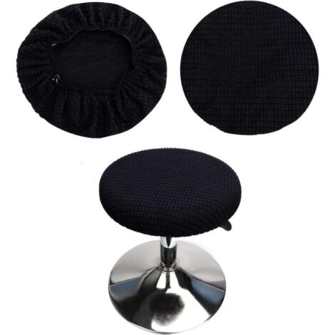 Housses de tabourets ronds (set de 2 pièces noir), adaptées aux tabourets 28-40cm, bar et café, housses de tabourets ronds élastiques, lavables et faciles à entretenir, douces et durables