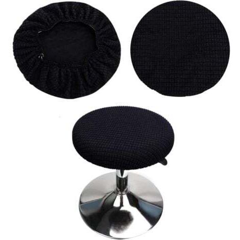 Housses de tabourets ronds (set de 2 pièces noir), adaptées aux tabourets 28-40cm, bar et café, housses de tabourets ronds élastiques, lavables et faciles à entretenir, douces et durables