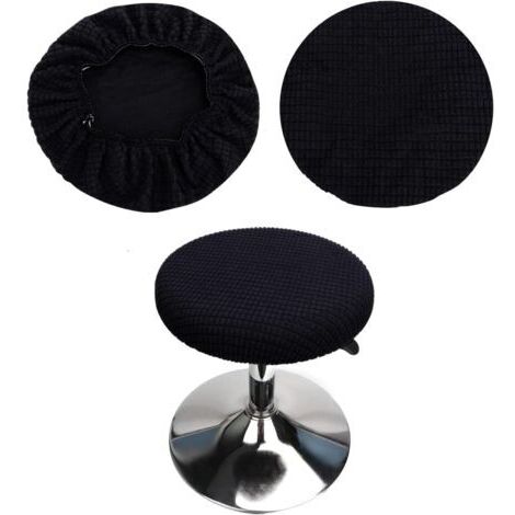 Housses de tabourets ronds (set de 2 pièces noir), adaptées aux tabourets 28-40cm, bar et café, housses de tabourets ronds élastiques, lavables et faciles à entretenir, douces et durables