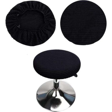 Housses de tabourets ronds (set de 2 pièces noir), adaptées aux tabourets 28-40cm, bar et café, housses de tabourets ronds élastiques, lavables et faciles à entretenir, douces et durables