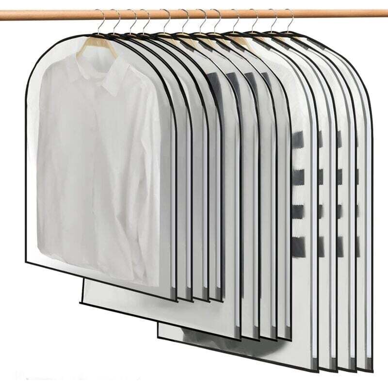Housses de Vêtements, 12 Pcs Housse pour Costume, Sac de Vêtement, Protection Transparentes Anti-poussière Imperméables(S